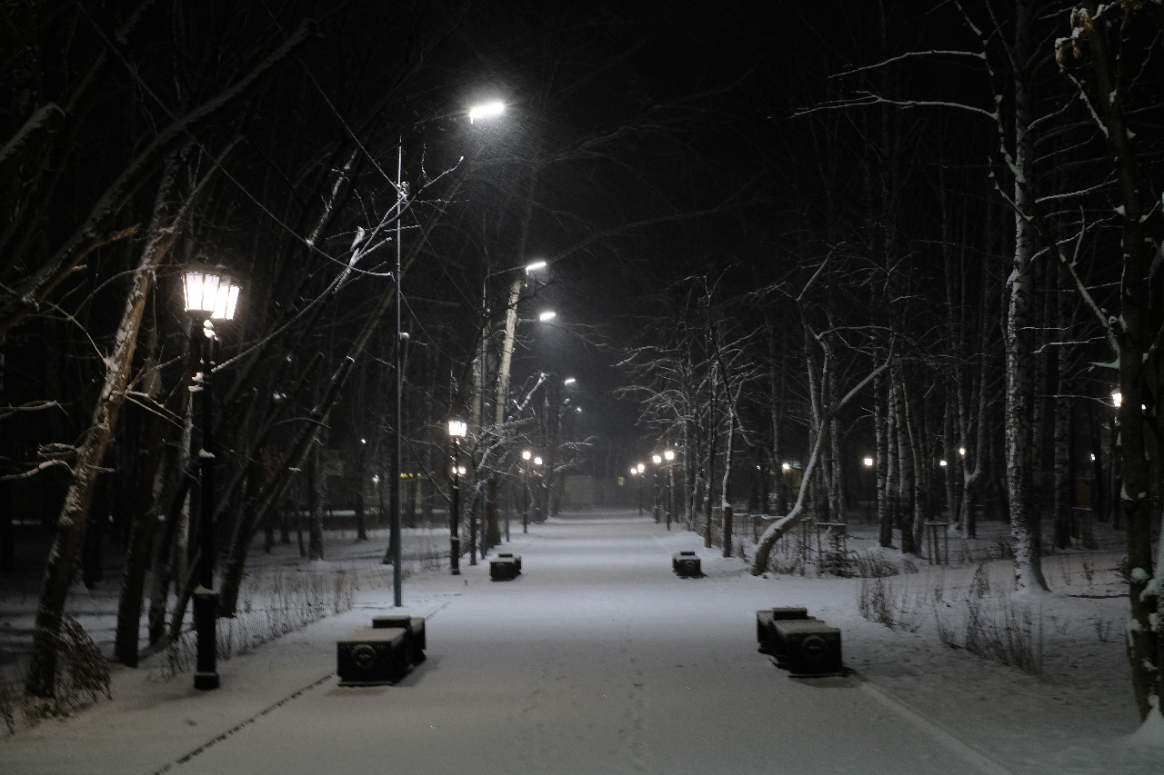 В парке Победы появились новые линии освещения. Фото Владимира Коцюбы-Белых